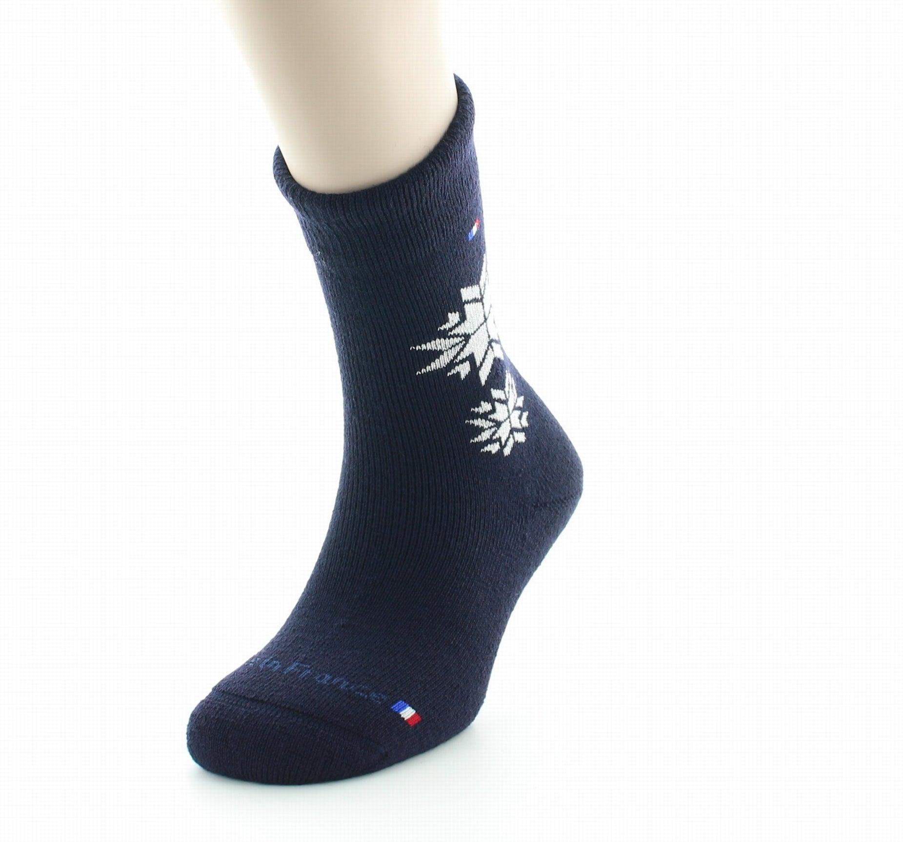 Mi-Chaussettes Bouclette Etoile en Laine et Soie MARINE