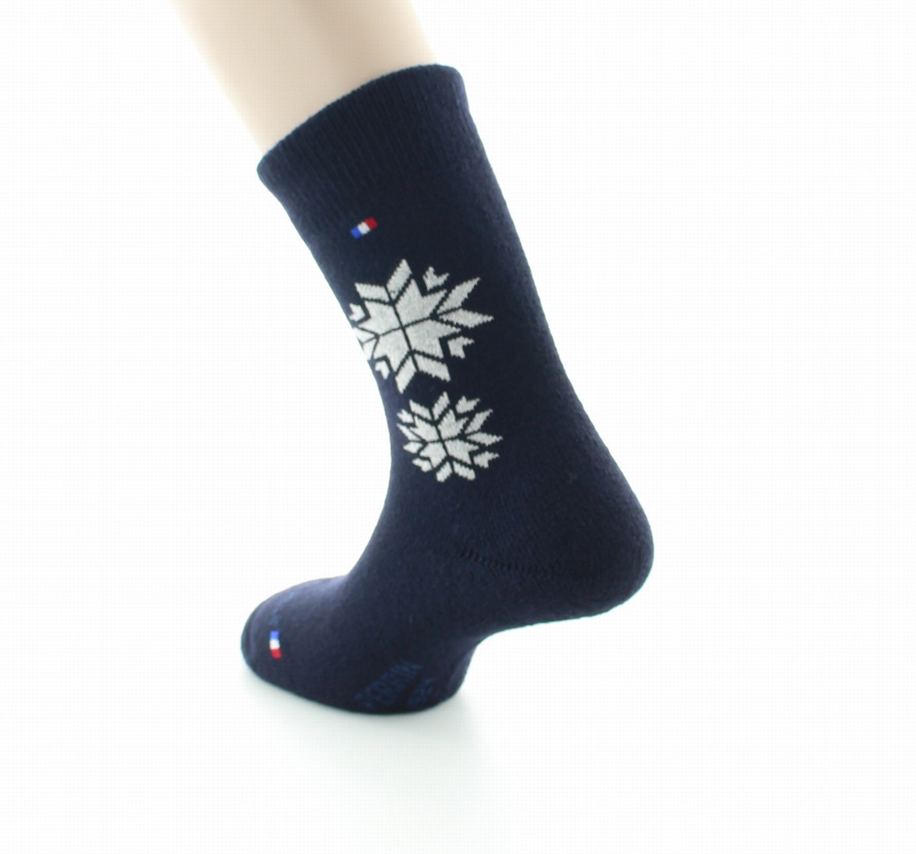 Mi-Chaussettes Bouclette Etoile en Laine et Soie MARINE