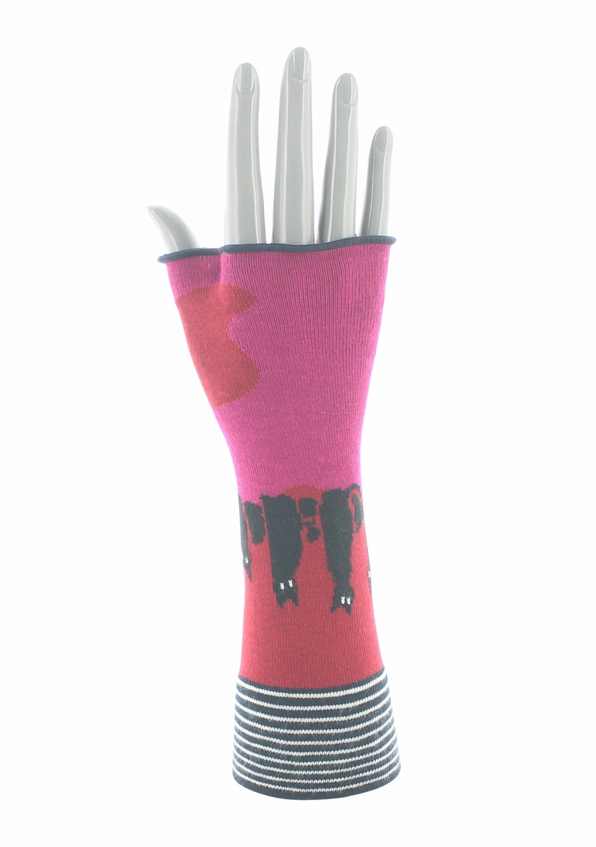 Mitaines femme coton Berthe Chats ROUGE/ROSE