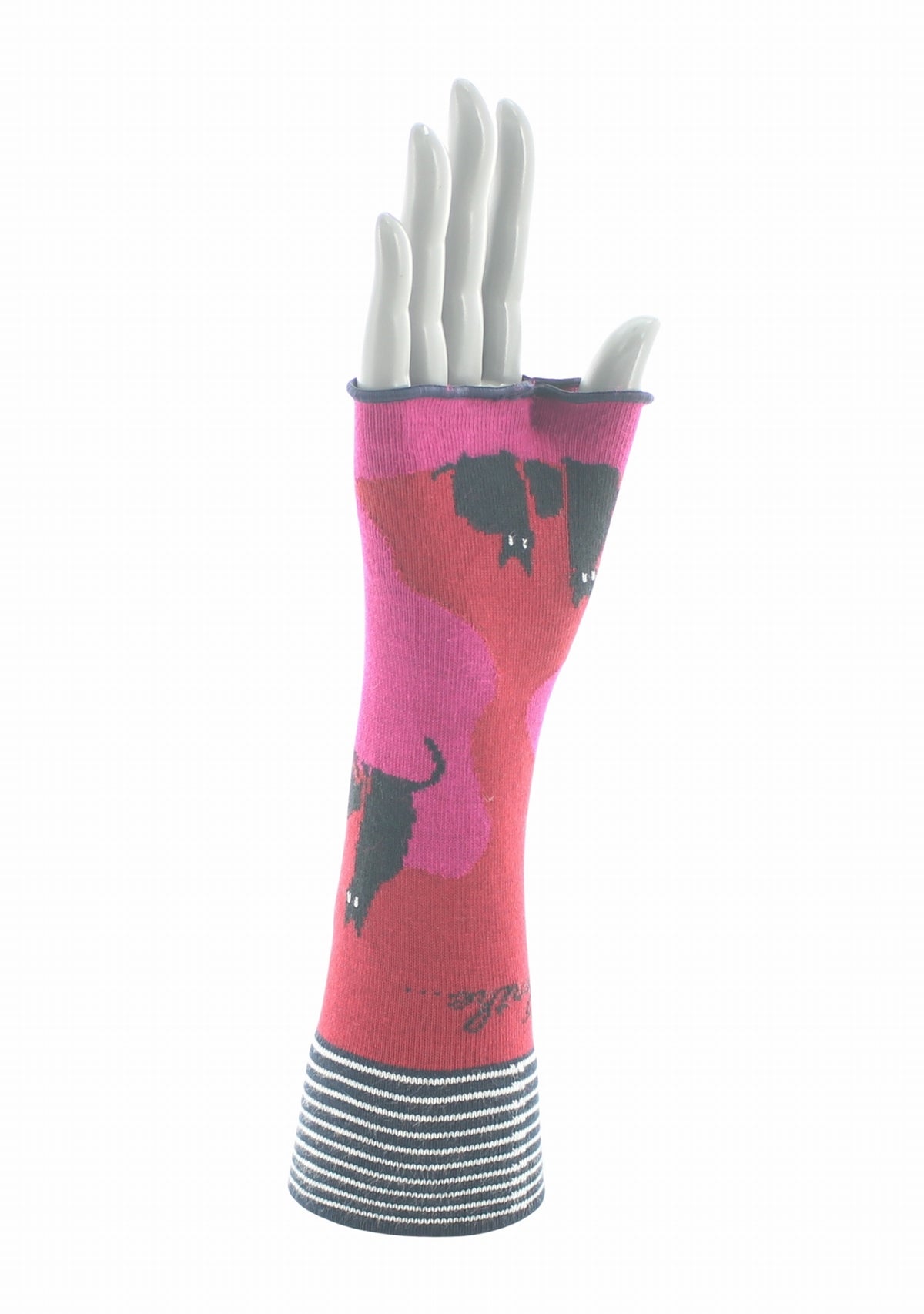 Mitaines femme coton Berthe Chats ROUGE/ROSE
