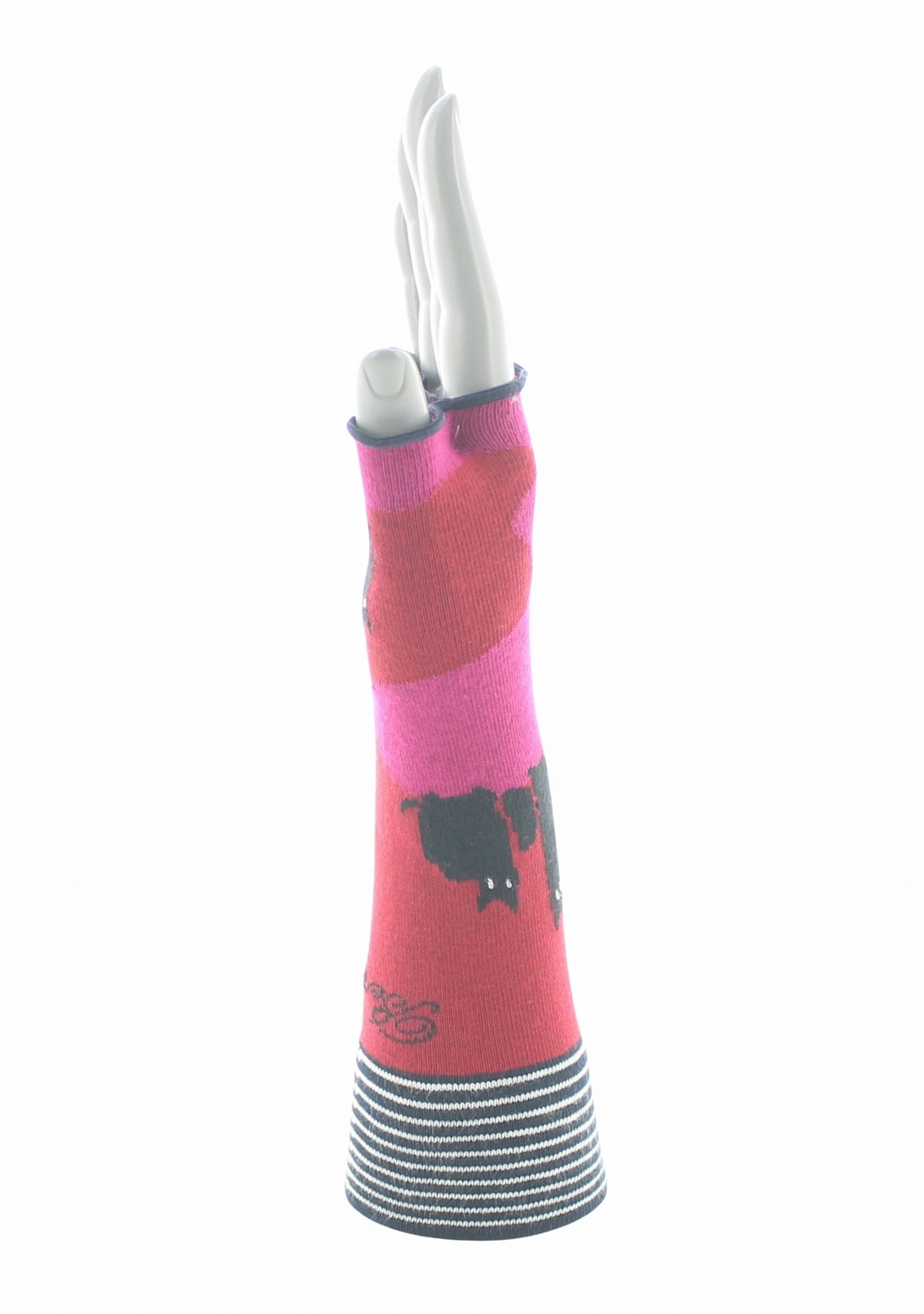 Mitaines femme coton Berthe Chats ROUGE/ROSE