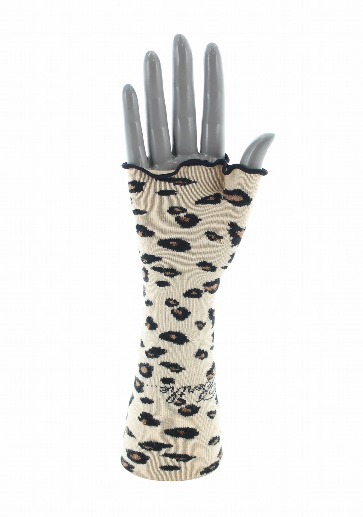 Mitaines femme coton motif Léopard Écru | Berthe Aux Grands Pieds ECRU