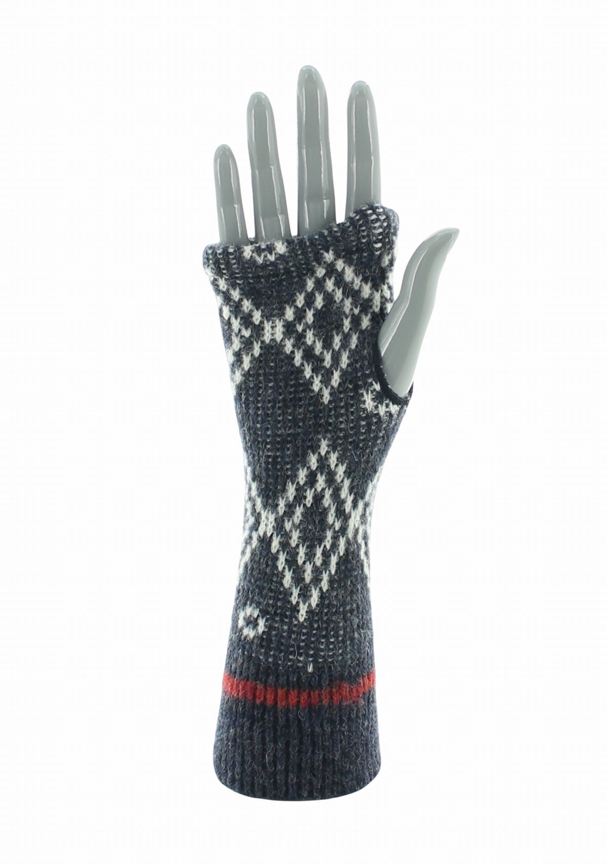 Mitaines femme en laine baby alpaga jacquard Marine MARINE