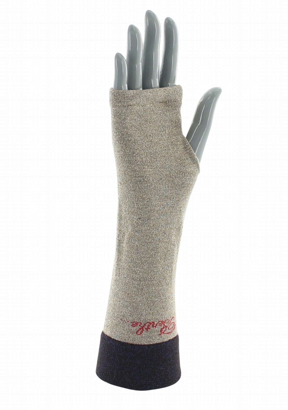 Mitaines femme en viscose et lurex Sable/Violet - Berthe Aux Grands Pieds BEIGE/VIOLET