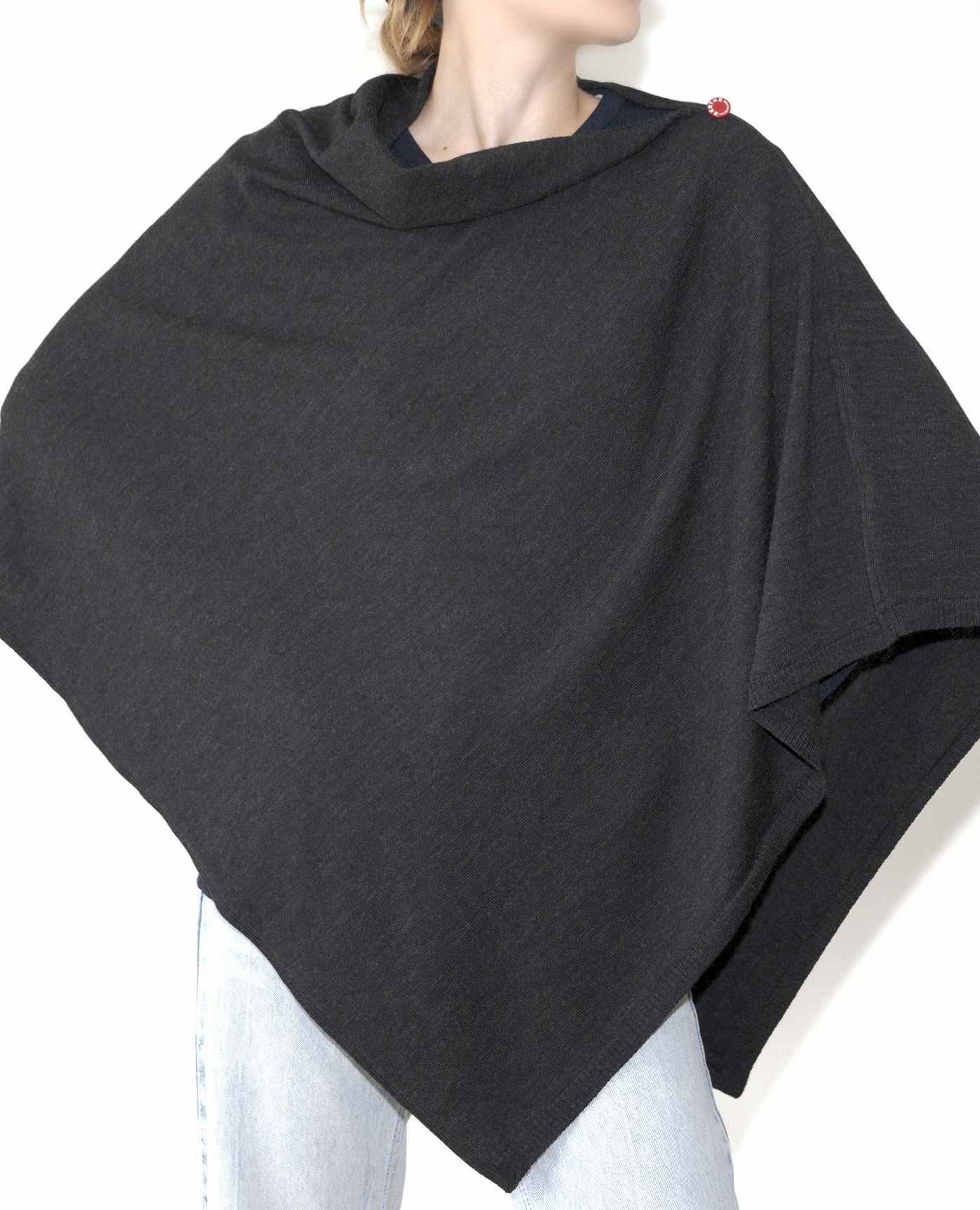 Poncho femme laine mérinos anthracite chiné GRIS ANTHRACITE