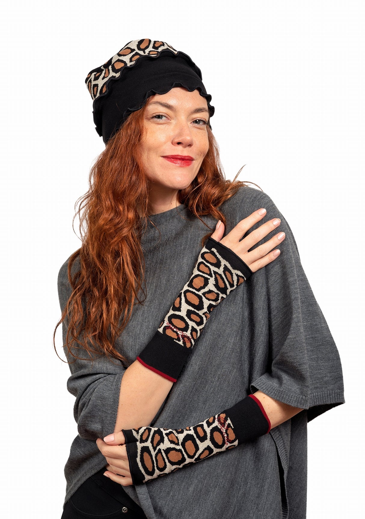 Poncho femme laine mérinos gris chiné GRIS FONCE