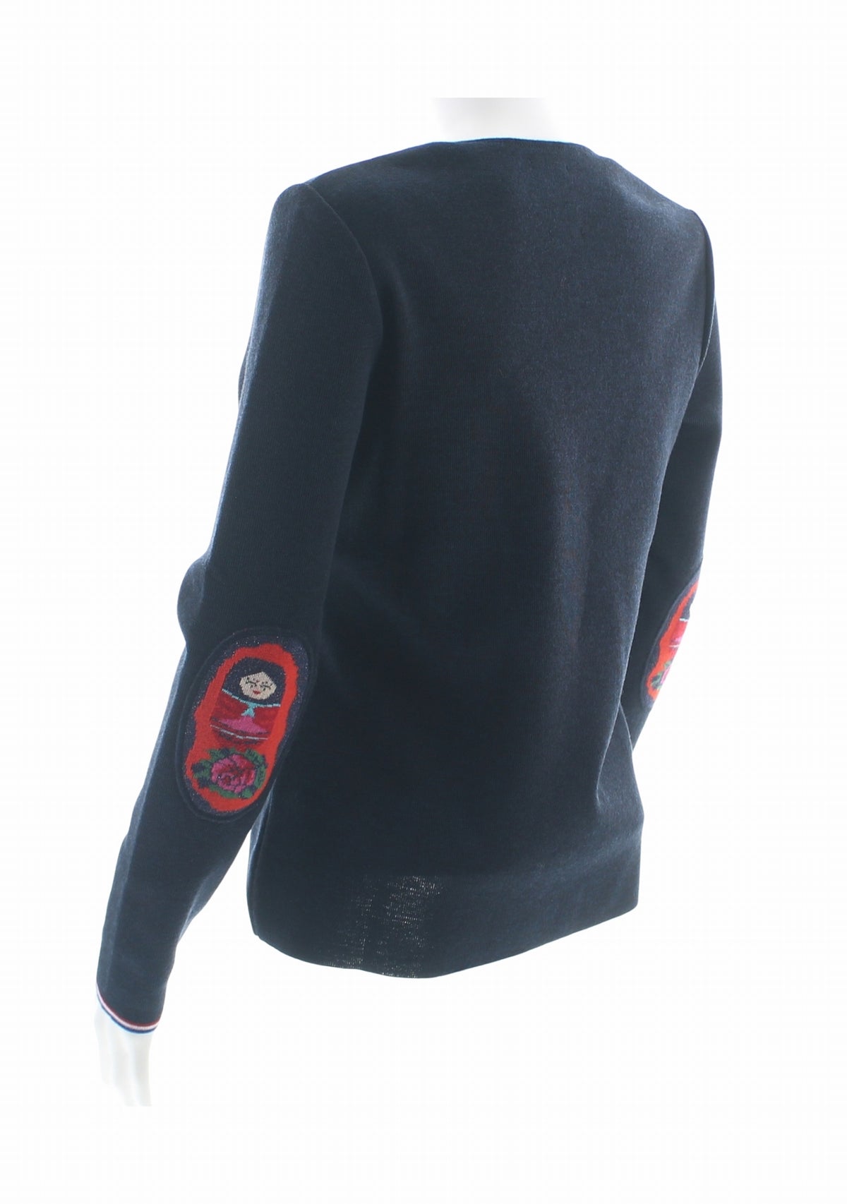 Pull col V femme marine à coudières Poupée Russe MARINE
