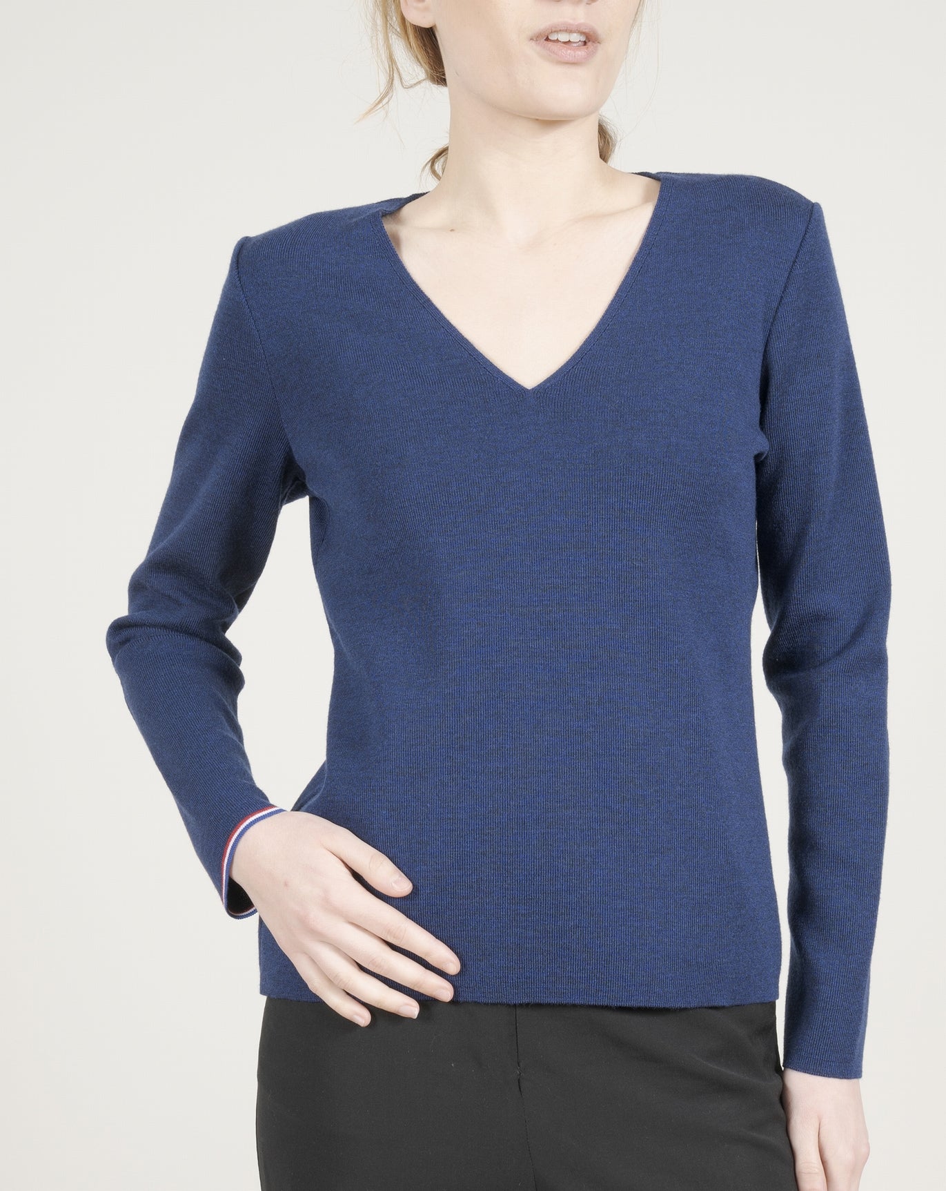 Col V Pull Bleu Royal Women's Royal Blue Merino V-neck Kimono