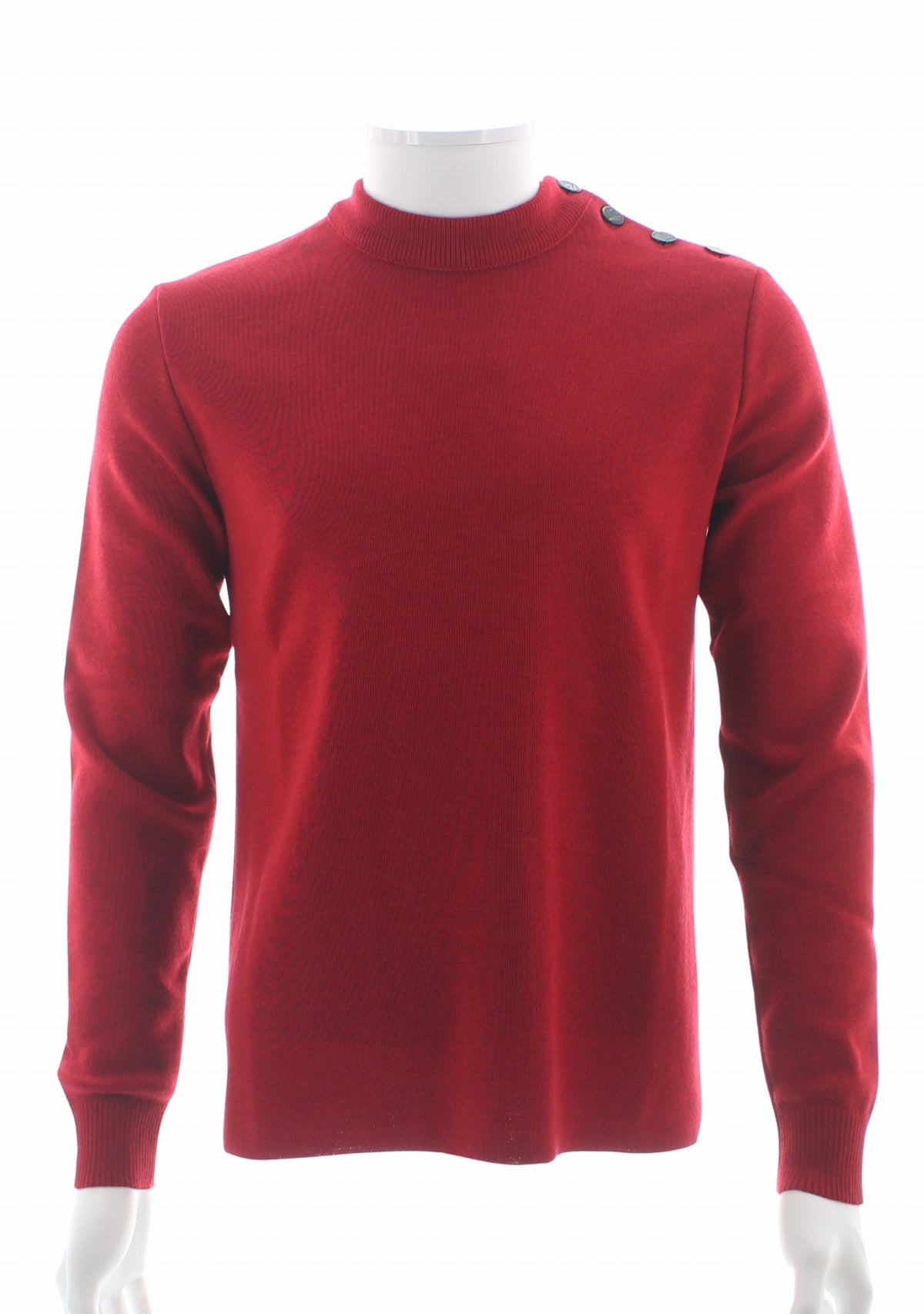 Pull marin col rond homme rouge à coudières asymétriques marine/rouge ROUGE