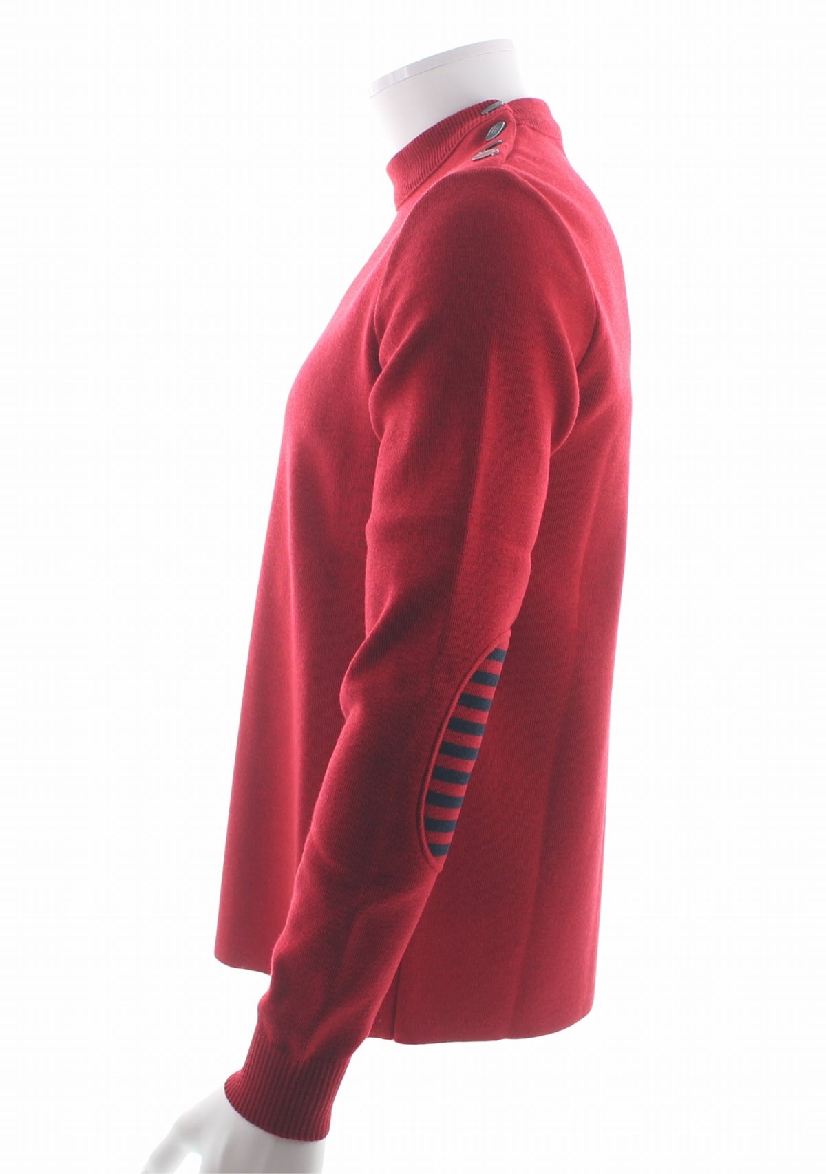 Pull marin col rond homme rouge à coudières asymétriques marine/rouge ROUGE