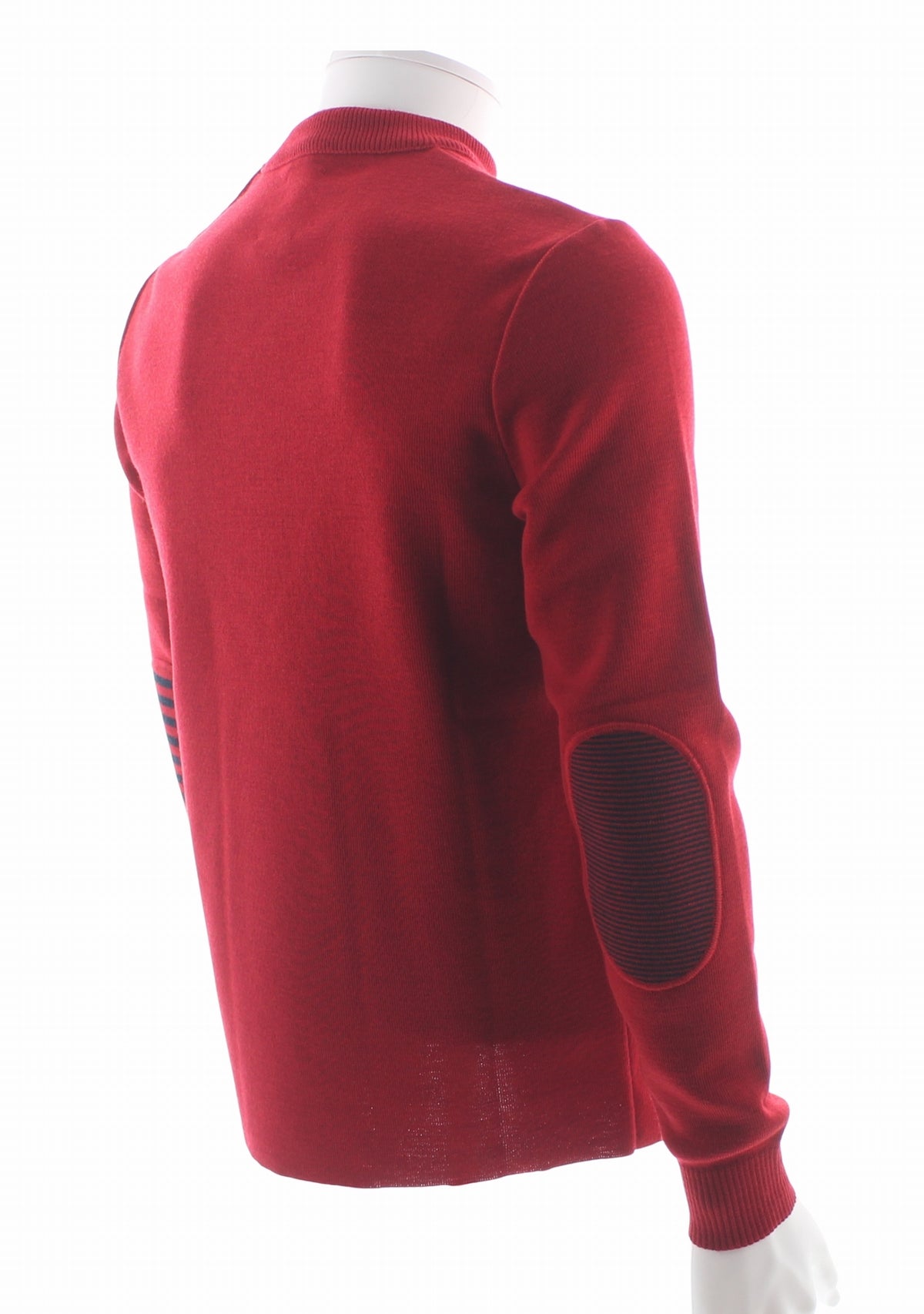 Pull marin col rond homme rouge à coudières asymétriques marine/rouge ROUGE