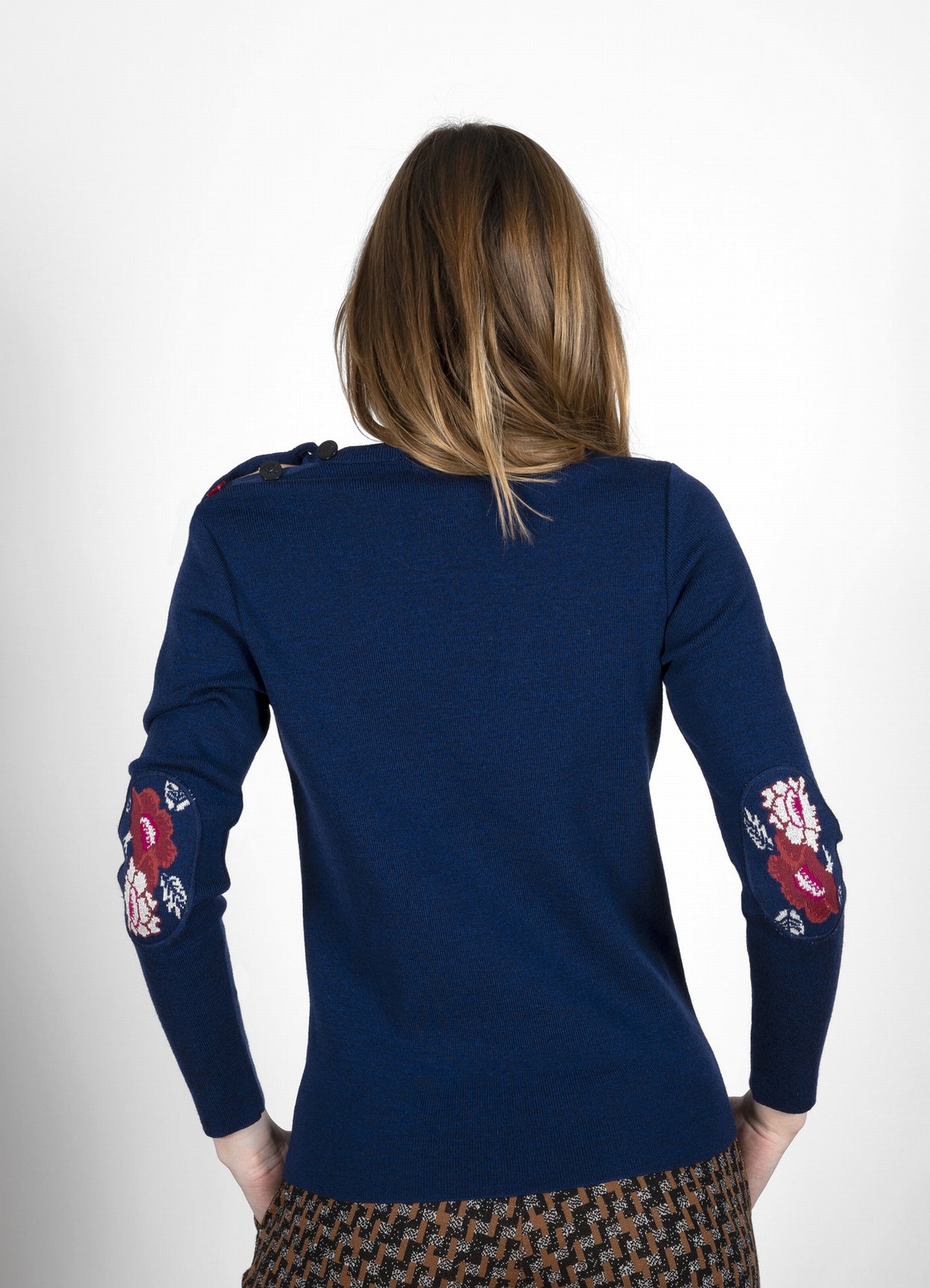 Pull marin Femme Fleurs de Kyoto BLEU ROYAL