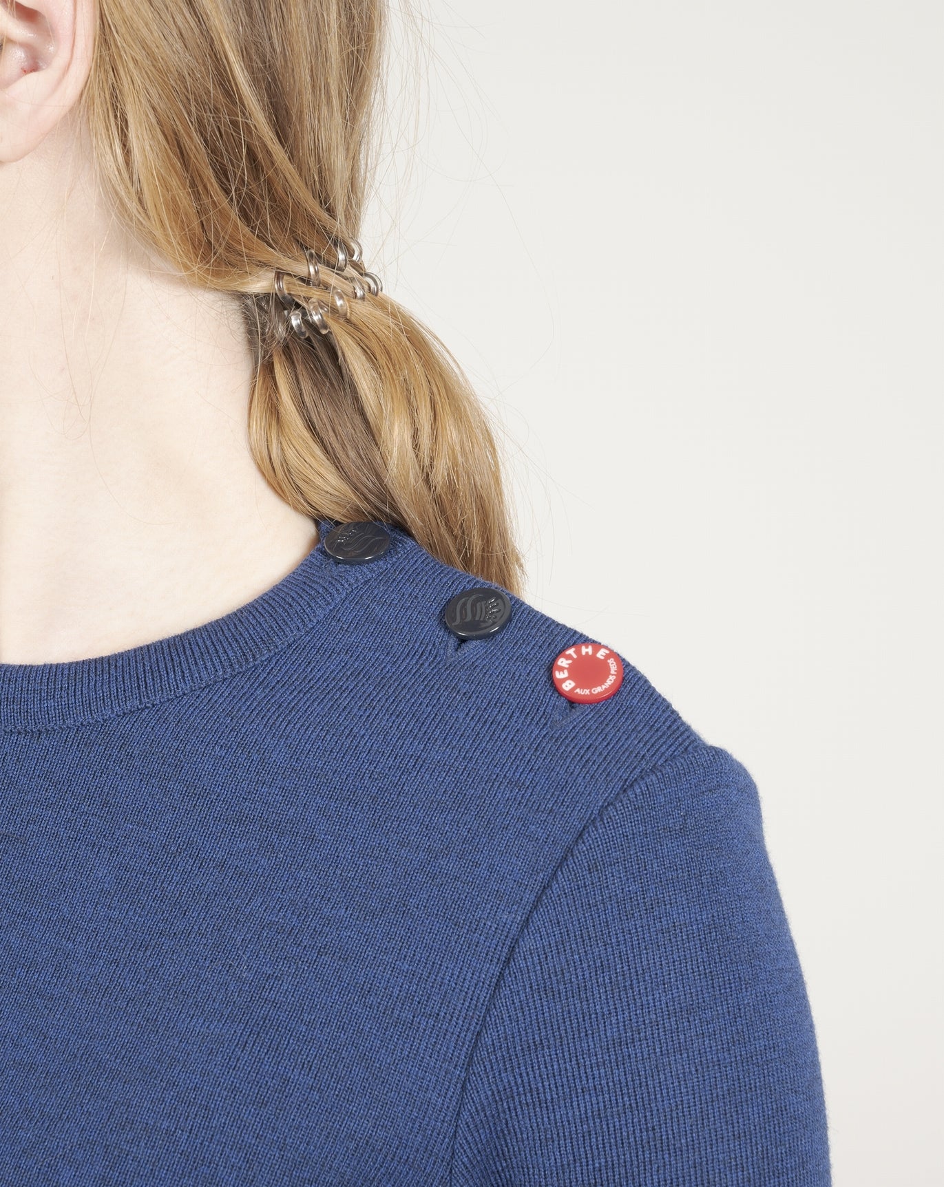 Women's merino royal blue kimono sailor sweater - Main Image