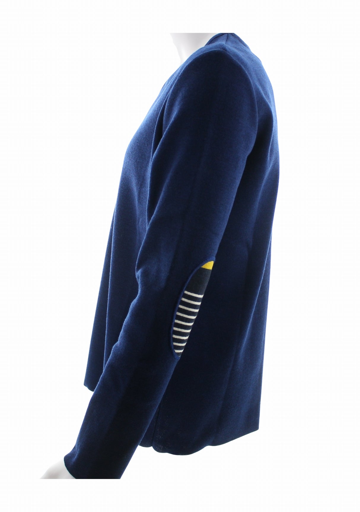 Pull marin homme col V Berthe Bleu royal uni à coudières asymétriques Marine/Jaune BLEU ROYAL