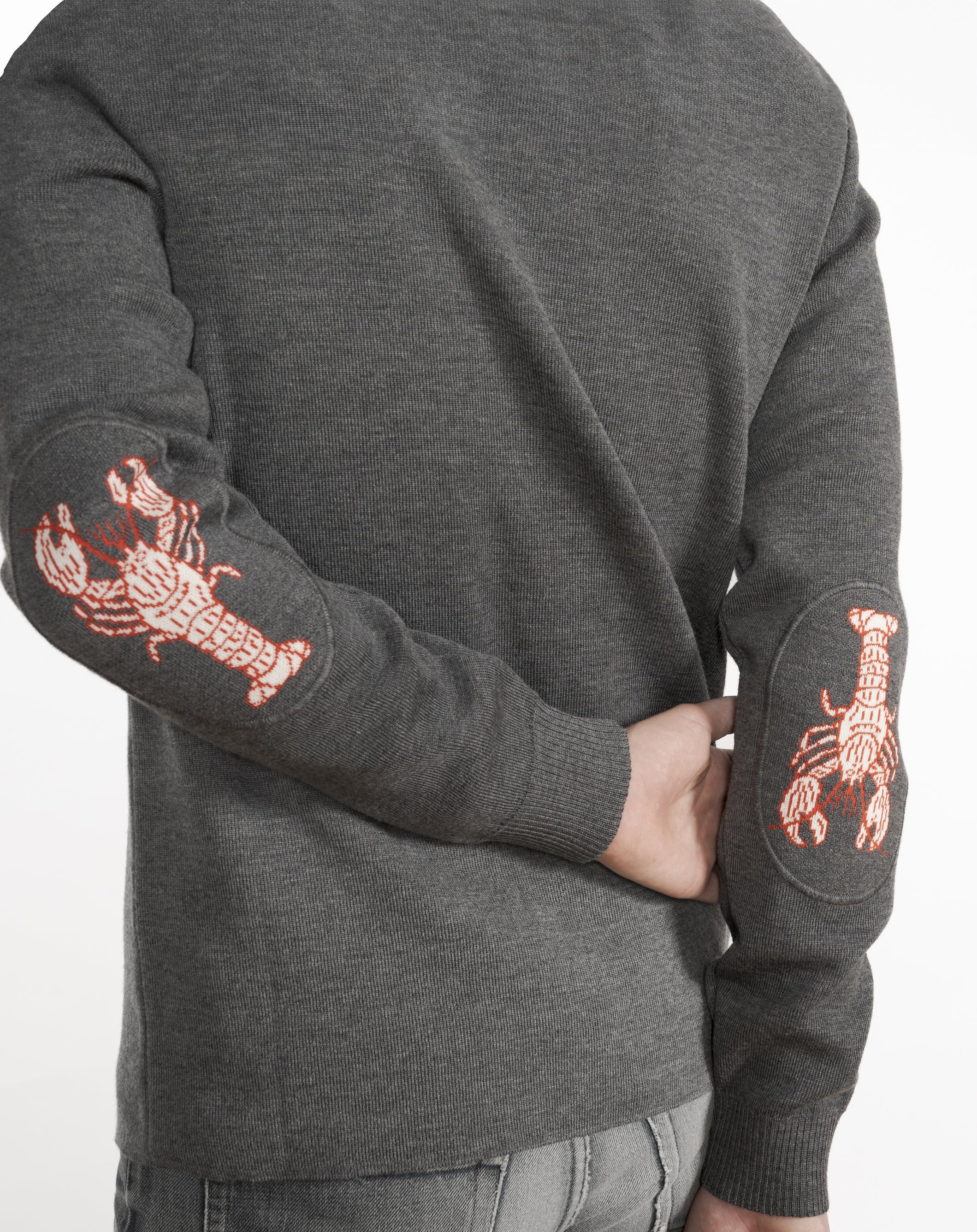 Men's merino anthracite gray lobster sailor sweater