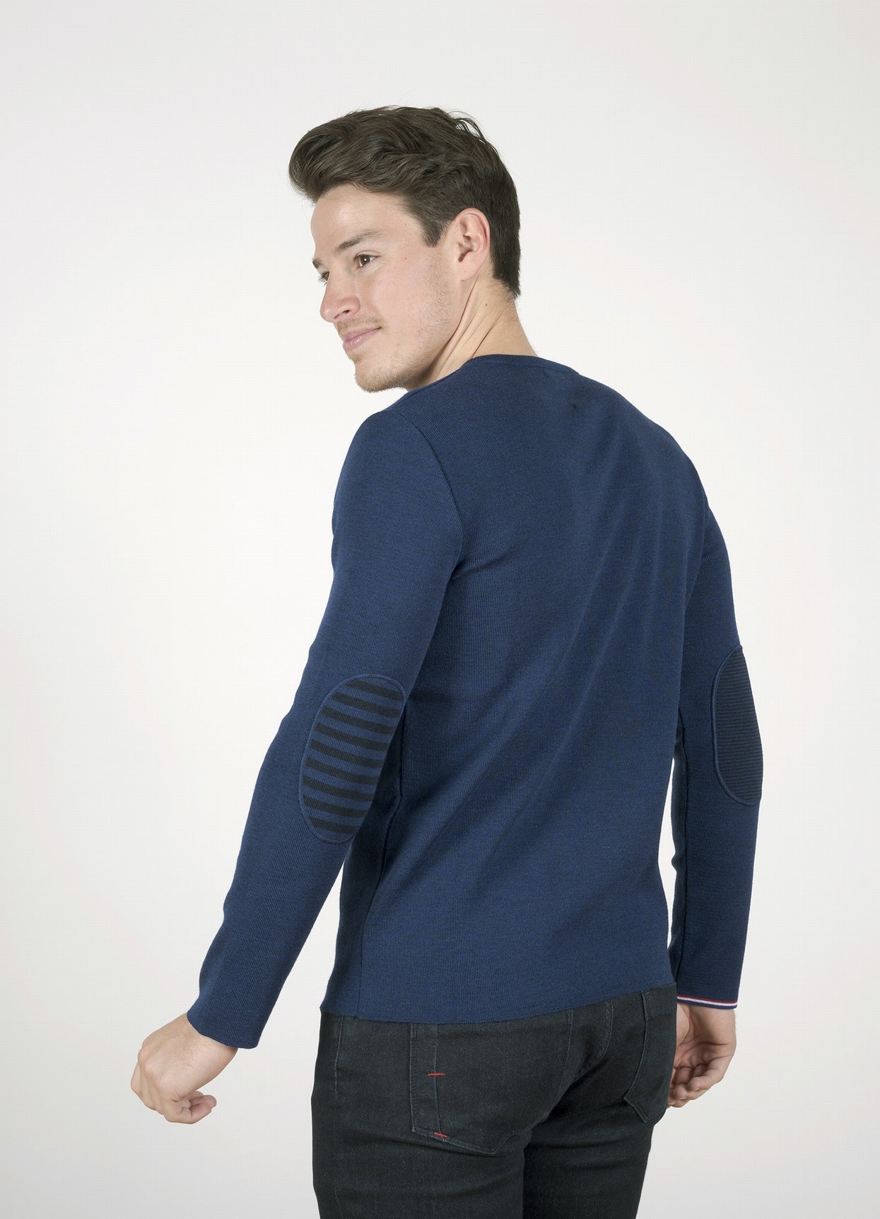 Pull marin Homme Rayures Asymétriques Bleu Royal Col V BLEU ROYAL