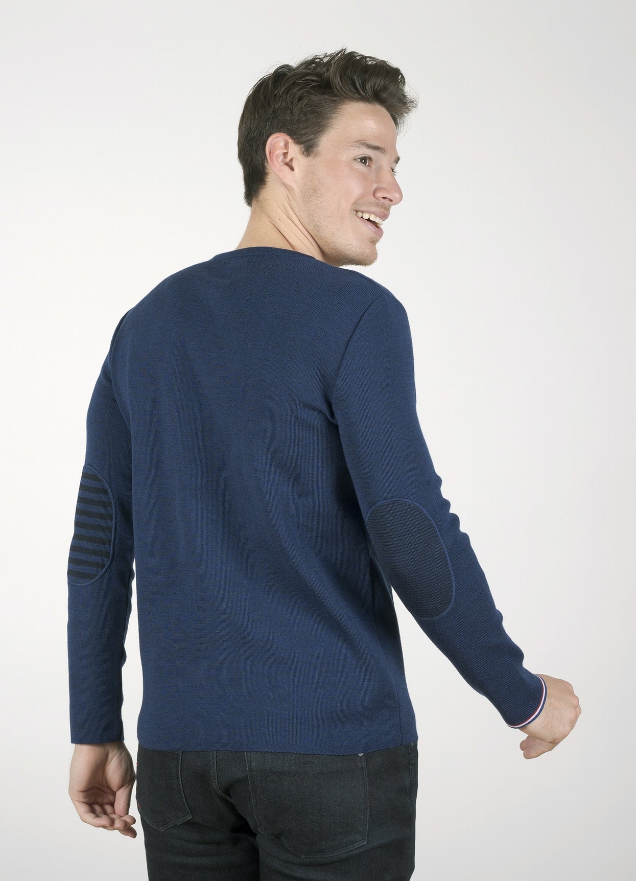 Pull marin Homme Rayures Asymétriques Bleu Royal Col V BLEU ROYAL