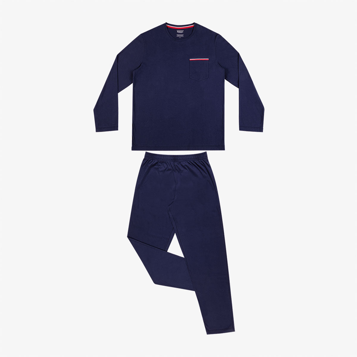 Pyjama long col rond homme 100% coton bleu marine MARINE/MARINE