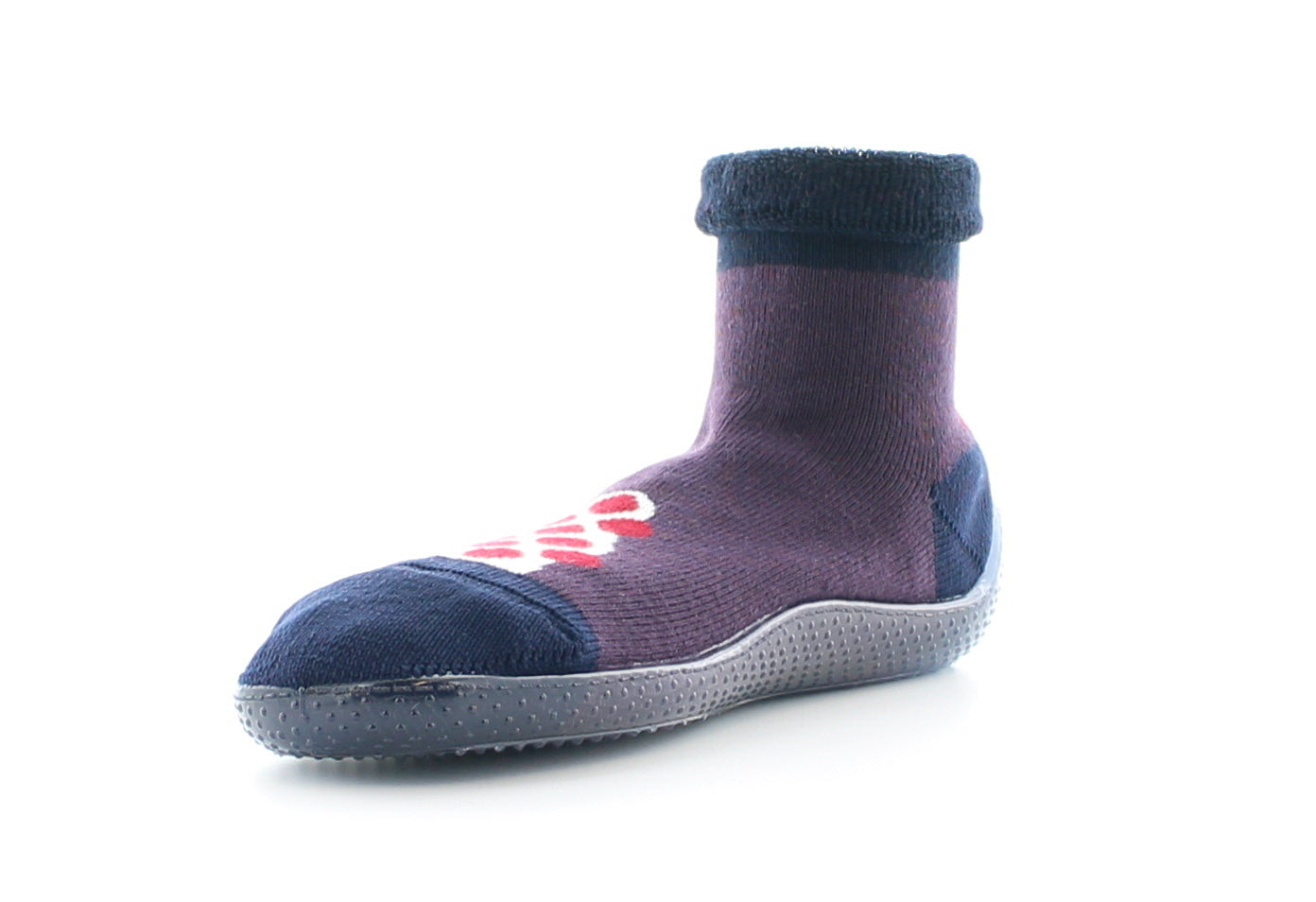 Shoes Pois Rouges - LE Chausson Chaussette ! RAISIN-MARINE