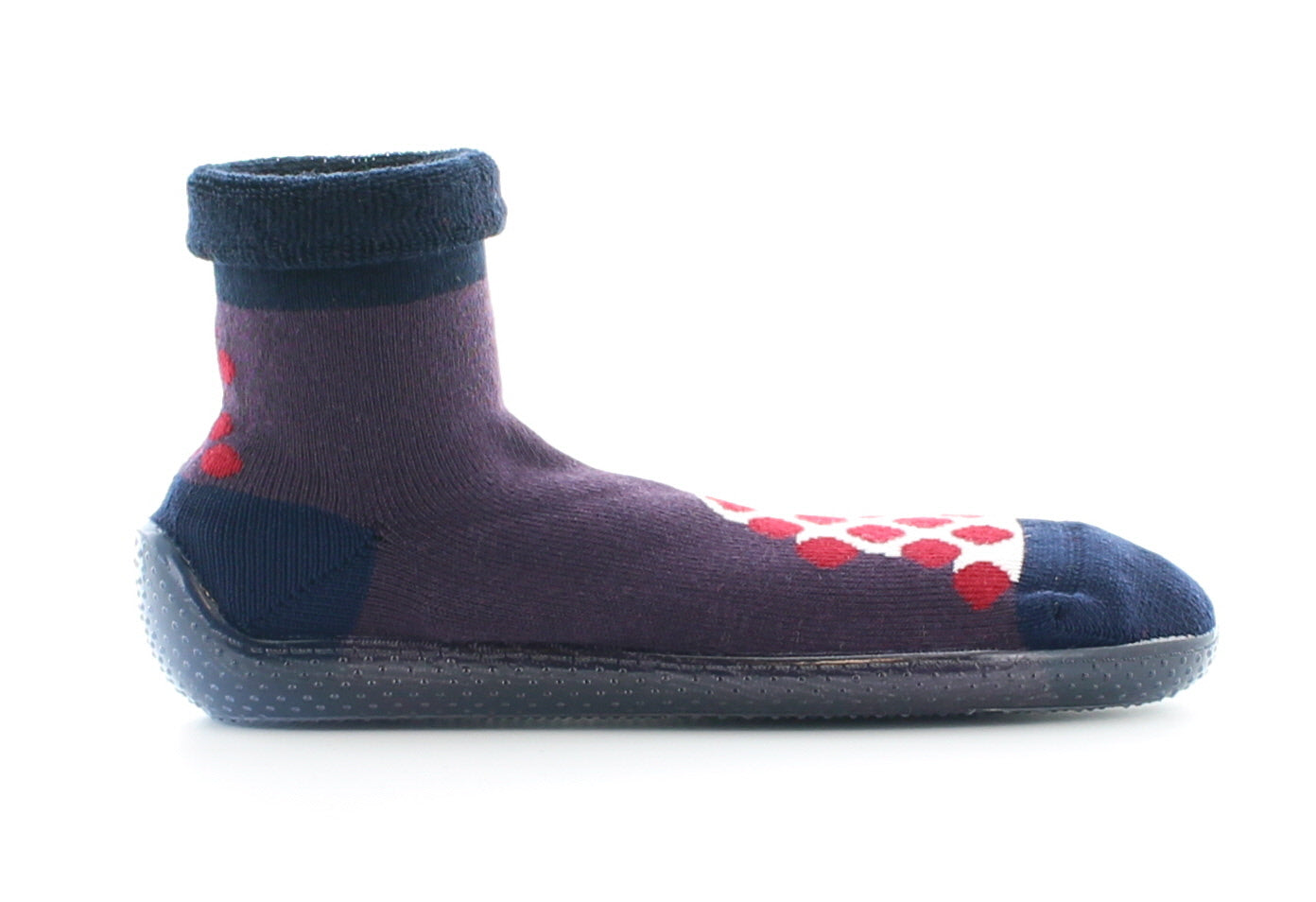 Shoes Pois Rouges - LE Chausson Chaussette ! RAISIN-MARINE