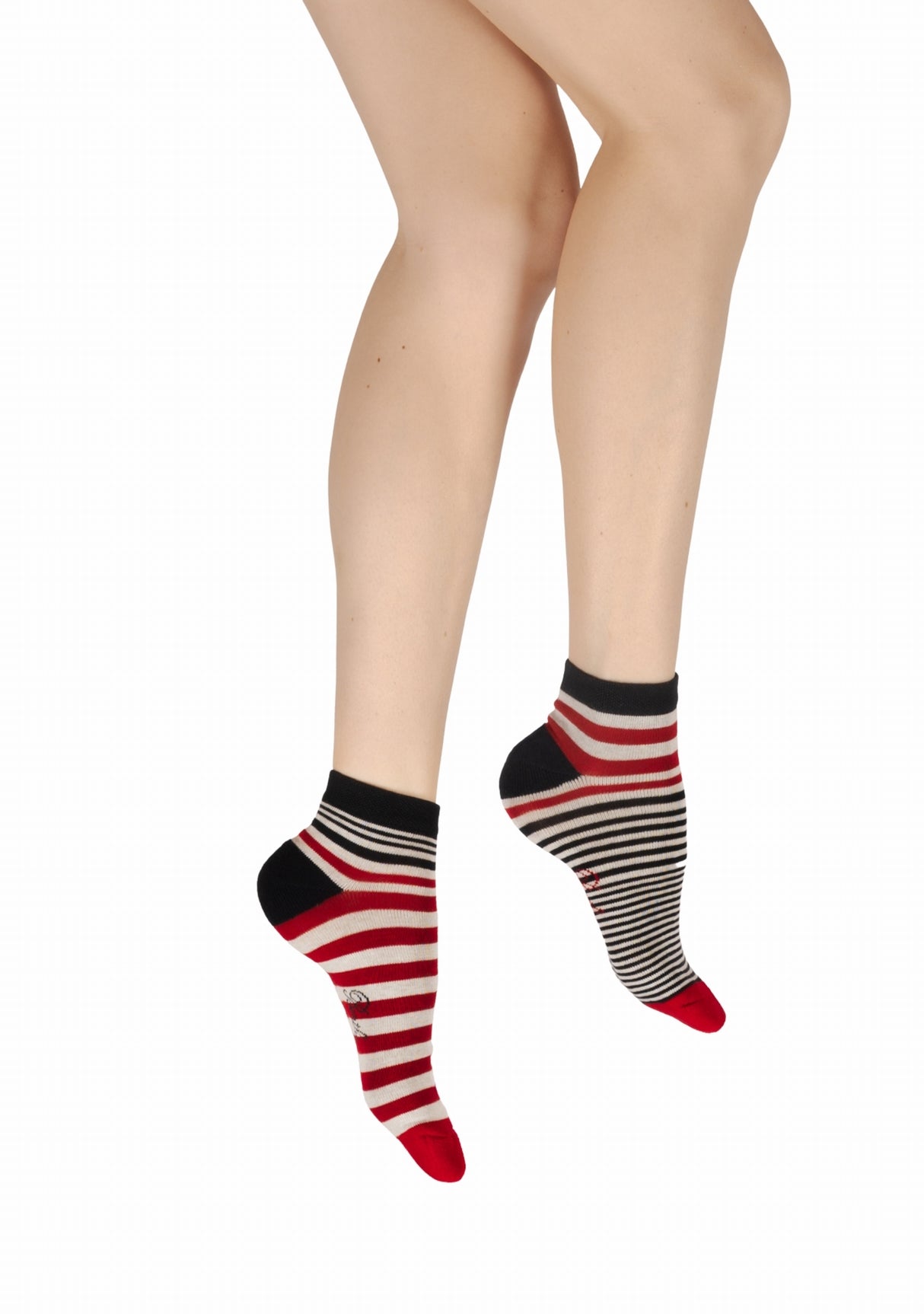 Socquettes coton homme Berthe Aux Grands Pieds rayures asymétriques sport MARINE