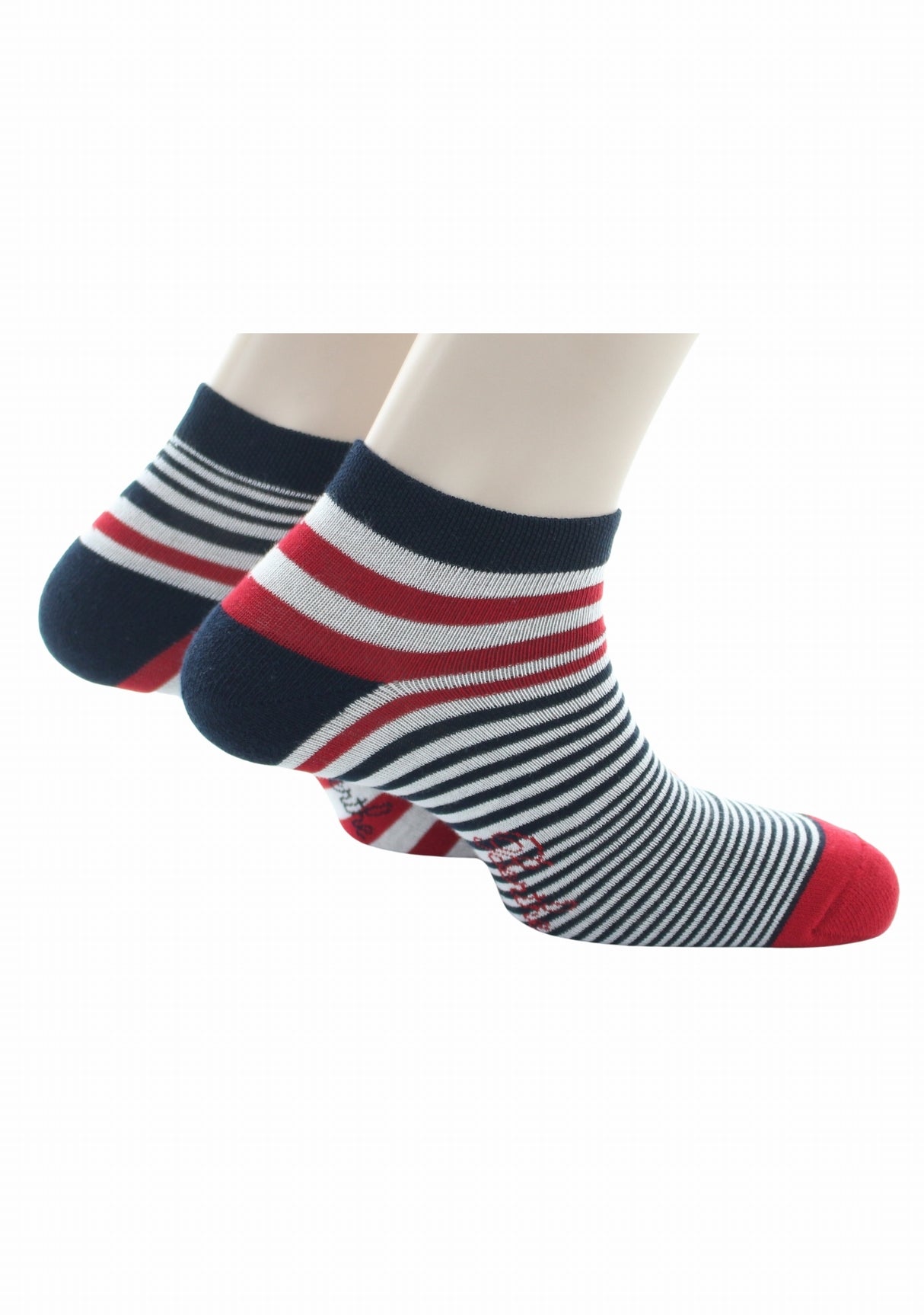 Socquettes coton homme Berthe Aux Grands Pieds rayures asymétriques sport MARINE