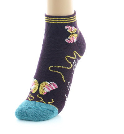 Socquettes de sport Femme Papillons PRUNE
