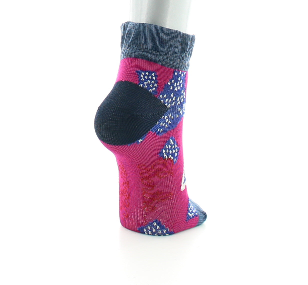 Socquettes enfant fil d'Ecosse fleurs sauvages FUCHSIA