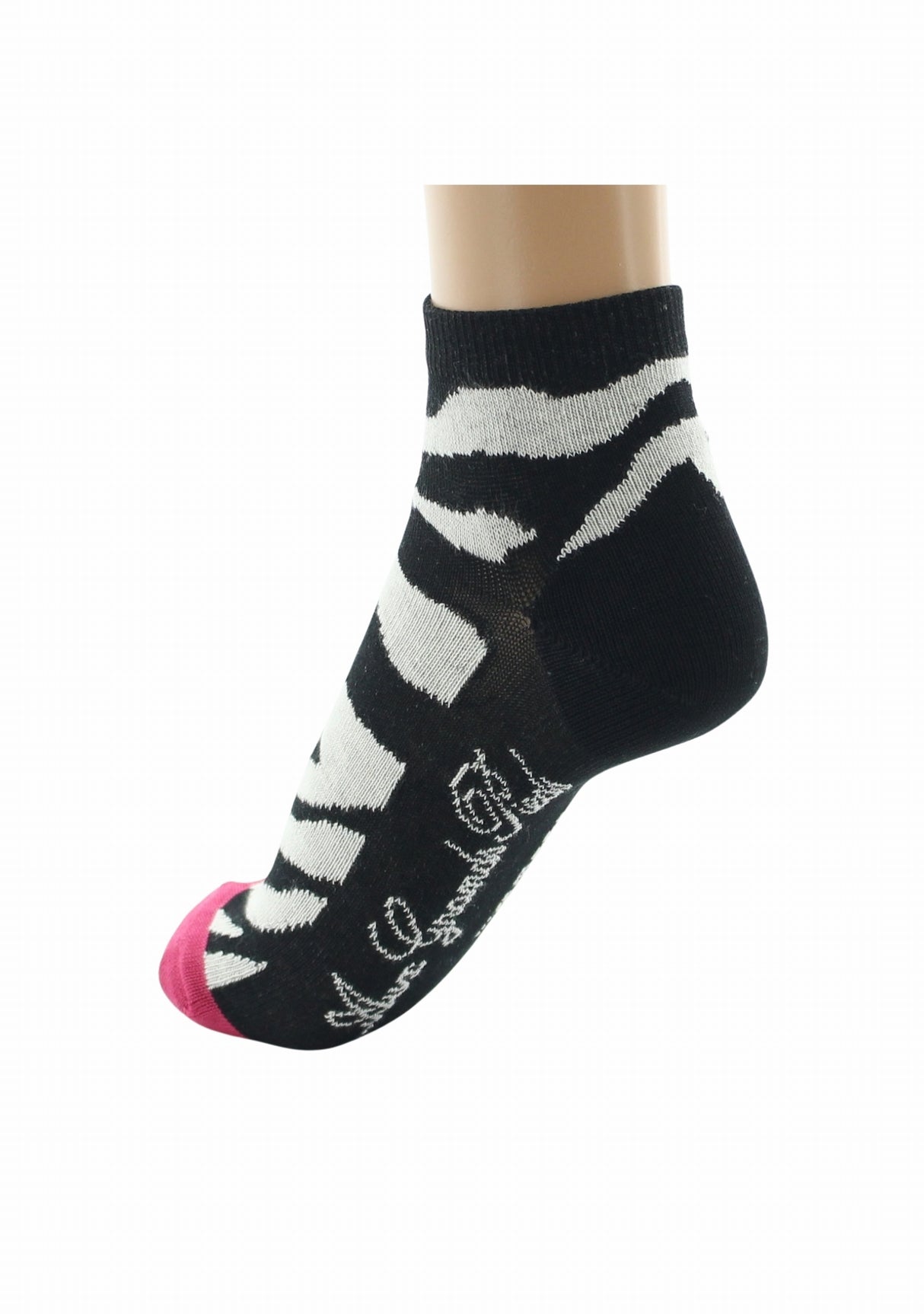 Socquettes fil d’Écosse femme Berthe Aux Grands Pieds motif zèbre NOIR